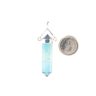 Aqua Aura Double Terminated - Swivel Silver Pendant from The Rock Space