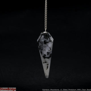 Moonstone Rainbow Multifaceted Pendulum with Bead    from The Rock Space