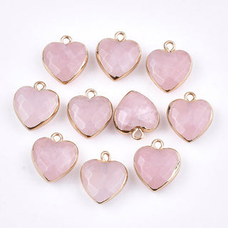 Rose Quartz Electroplated Heart Pendants - 5 Pack    from The Rock Space