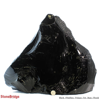 Obsidian Black Boulder Cut-Base U#61 - 16 3/4"    from The Rock Space