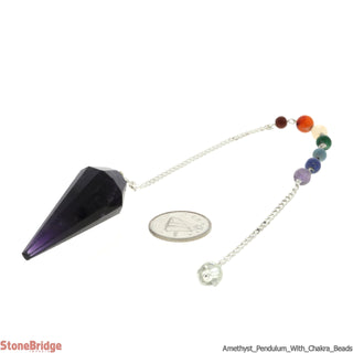 Amethyst Pendulum With Chakra Stones On Chain    from The Rock Space