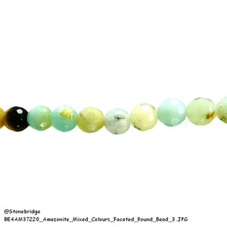 Amazonite Mixed Colours Faceted - Round Strand 15" - 4mm    from The Rock Space