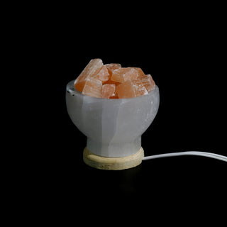 Selenite Lamp Bowl with Orange Chips - 6" from The Rock Space
