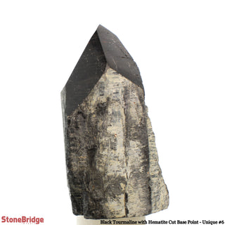 Black Tourmaline & Hematite Cut Base, Polished Point U#6    from The Rock Space