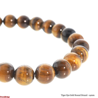 Tiger Eye Gold Round Strand - 14mm    from The Rock Space