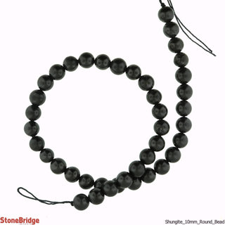 Shungite Strand - Round - 10mm - 16" Long    from The Rock Space