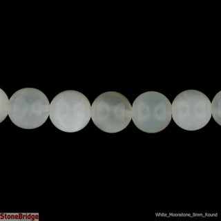 Moonstone White - Round Strand 7" - 8mm    from Stonebridge Imports