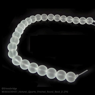 Natural Quartz Frosted - Round Strand 7" - 8mm from The Rock Space