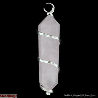 Rose Quartz Double Terminated with Coil Wrapper Necklace on suede cord    from The Rock Space