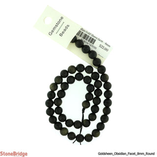 Obsidian Gold Sheen Faceted - Round Strand 15" - 8mm    from The Rock Space