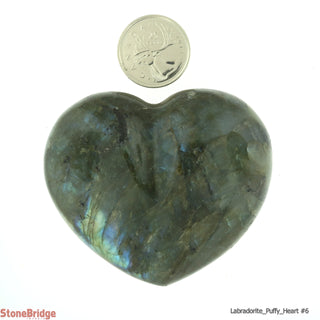 Labradorite High Flash Puffy Heart #6 - 2" to 3 1/4"    from The Rock Space