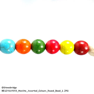 Howlite - Assorted Colours - Round Strand 15" - 12mm    from The Rock Space