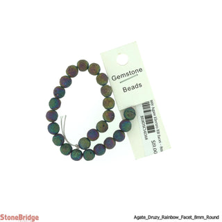 Druzy Agate Round Bead Strand 7" - 8mm Faceted Rainbow Electroplated (Enhanced) from The Rock Space