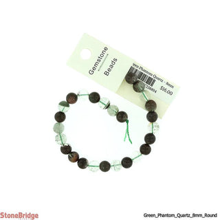 Green Phantom Quartz - Round Strand 7" - 8mm    from Stonebridge Imports