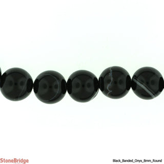 Black Onyx Banded - Round Strand 15" - 6mm    from The Rock Space