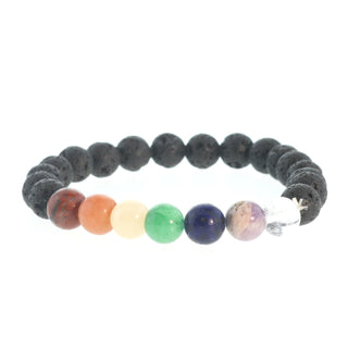 Black Lava Chakra Bracelet - 8mm    from Stonebridge Imports