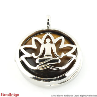 Lotus Flower Meditator - Tiger Eye - Rounded Frame Pendant    from The Rock Space