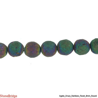 Druzy Agate Electroplated Rainbow Faceted - Round Strand 7" - 8mm    from The Rock Space