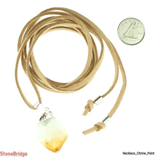 Citrine Natural Point Necklace On Suede Cord    from The Rock Space