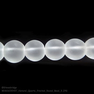 Natural Quartz Frosted - Round Strand 7" - 8mm from The Rock Space