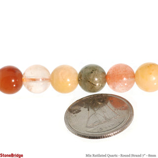 Mix Rutilated Quartz - Round Strand 7" - 8mm    from The Rock Space