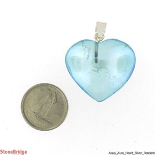 Aqua Aura Heart - Silver Pendant    from The Rock Space