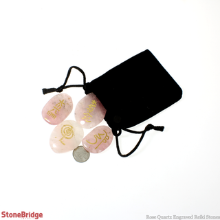 Rose Quartz Engraved Reiki Stones - 1" to 1 1/2"    from The Rock Space