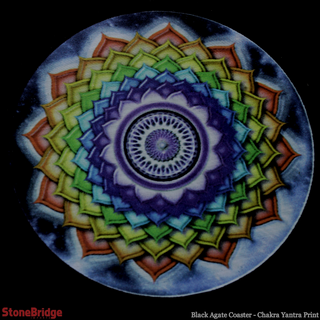 Black Agate Coaster - Chakra Yantra Print    from The Rock Space