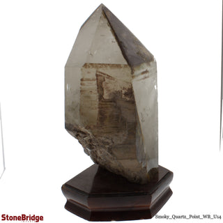 Smoky Quartz Point On Wood Base U#14 - 13 1/2"    from The Rock Space