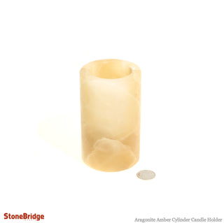 Aragonite Amber Round Candle Holder - Tall    from The Rock Space