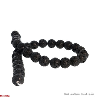 Black Lava Round Strand - 12mm    from The Rock Space