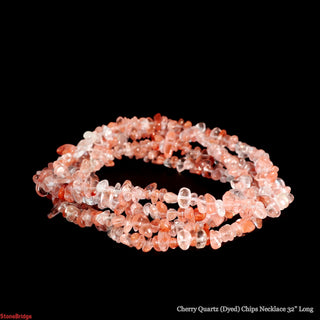 Cherry Quartz (Dyed) Chip Strands - 3mm to 5mm    from The Rock Space