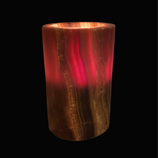 Aragonite Brown Round Candle Holder - Tall    from The Rock Space