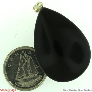 Black Obsidian Drop Pendant - 34mm x 25mm    from The Rock Space