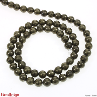 Pyrite - Round Strand 15" - 6mm    from The Rock Space