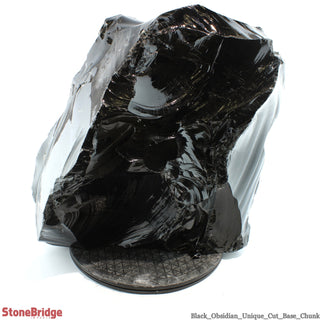 Obsidian Black Boulder Cut-Base U#74 - 17" from The Rock Space