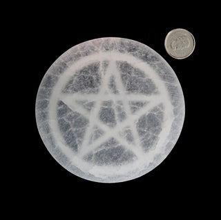 Selenite Thick Charging Plate - Pentagram from The Rock Space