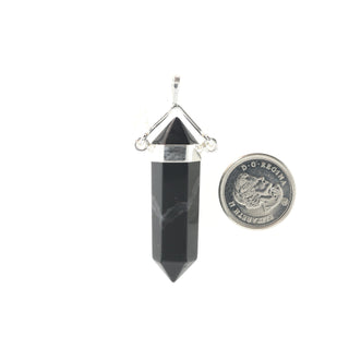 Onyx Black Double Terminated Swivel - 925 Silver Pendant from The Rock Space