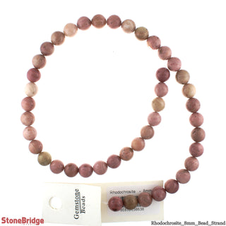 Rhodonite - Round Strand 15" - 8mm from The Rock Space