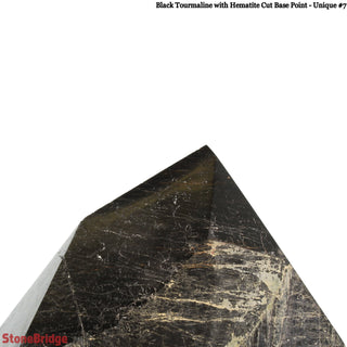 Black Tourmaline & Hematite Cut Base, Polished Point U#7 from The Rock Space