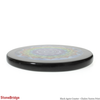 Black Agate Coaster - Chakra Yantra Print from The Rock Space