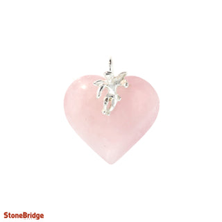 Rose Quartz Heart & Angel - 925 Silver Pendant from The Rock Space