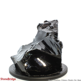 Obsidian Black Boulder Cut-Base U#6 - 11" from The Rock Space
