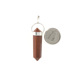 Goldstone Brown Double Terminated - 925 Silver Pendant from The Rock Space