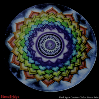 Black Agate Coaster - Chakra Yantra Print from The Rock Space