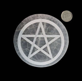 Selenite Thick Charging Plate - Pentagram from The Rock Space