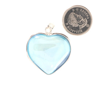 Aqua Aura Heart with Silver Around - 925 Silver Pendant from The Rock Space