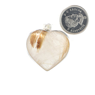 Rutilated Quartz Heart with Silver All Around - 925 Silver Pendant from The Rock Space