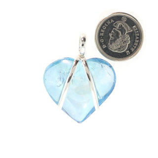 Aqua Aura V-Bale Heart - 925 Silver Pendant from The Rock Space
