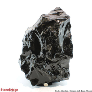 Obsidian Black Boulder Cut-Base U#82 - 15" from The Rock Space